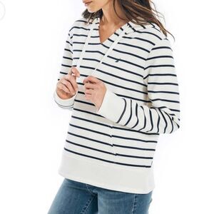 Nautica Nautical Navy White Stripe Relaxed Fit Hoodie XL